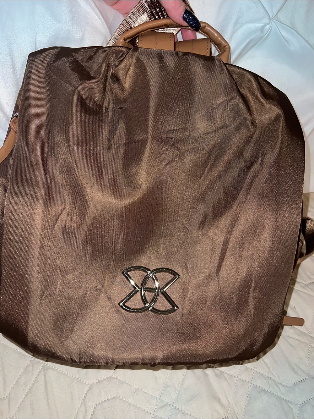 Satin Drawstring Backpack Tote - Picture 2 of 7